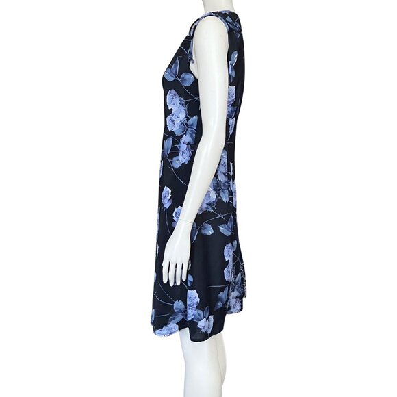 Vintage 90s Y2K Blue Navy Floral Fairycore Whimsigoth Dress Small Sundress Bows - Picture 4 of 10